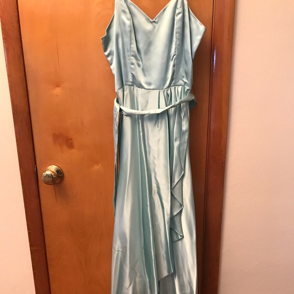 Mint Green hi-low silk dress